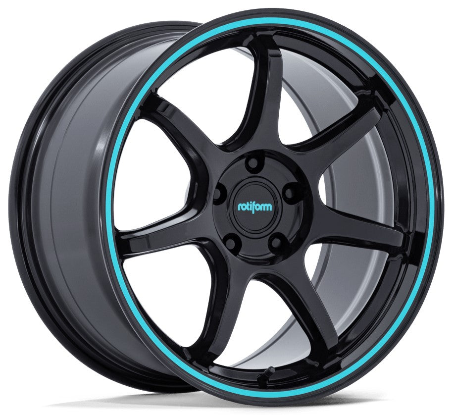 Rotiform Gloss Black Teal Stripe