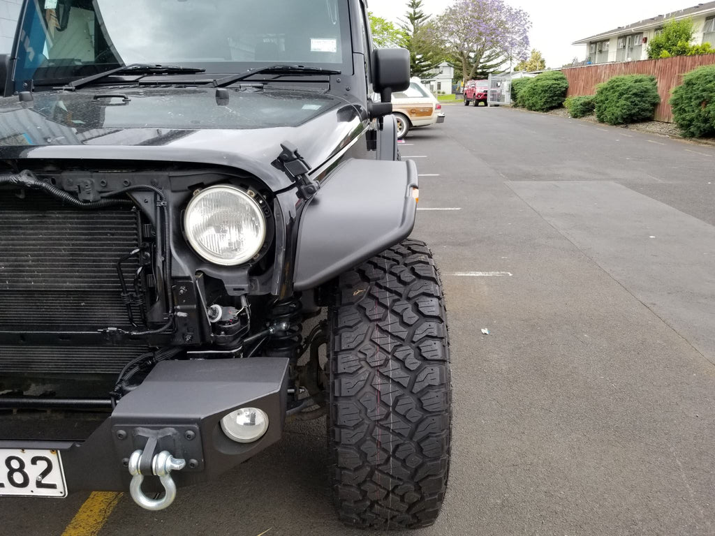 2007–2018 Jeep Wrangler JK Flat Style Fender Flares – Matte Black