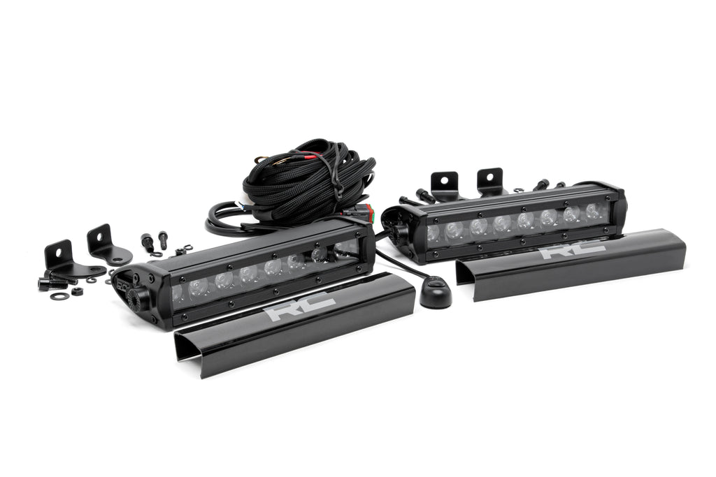 8 Inch Black Series LED Light Bar Single Row Cool White DRL Pair