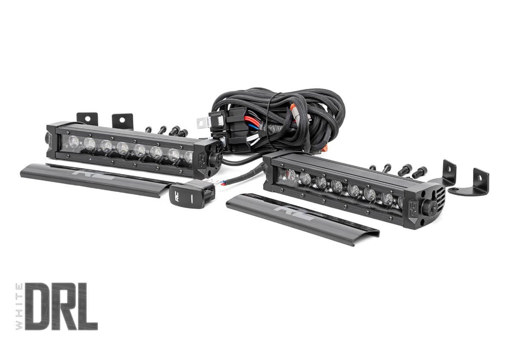 8 Inch Black Series LED Light Bar Single Row Cool White DRL Pair