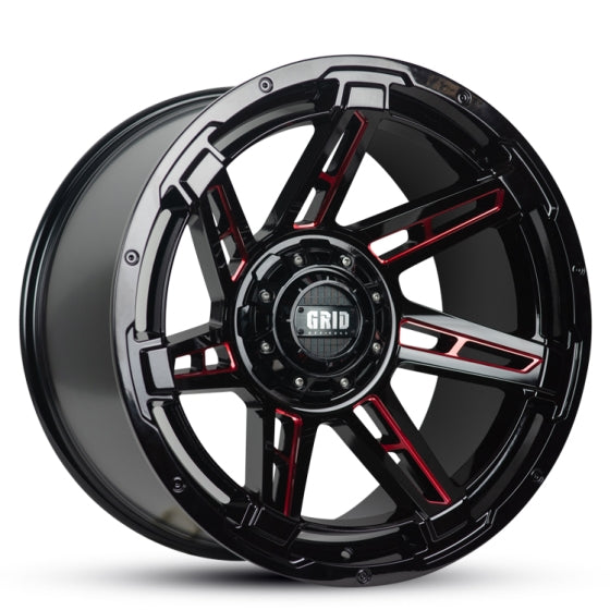 Grid Gd12 Gloss Black Milled Red