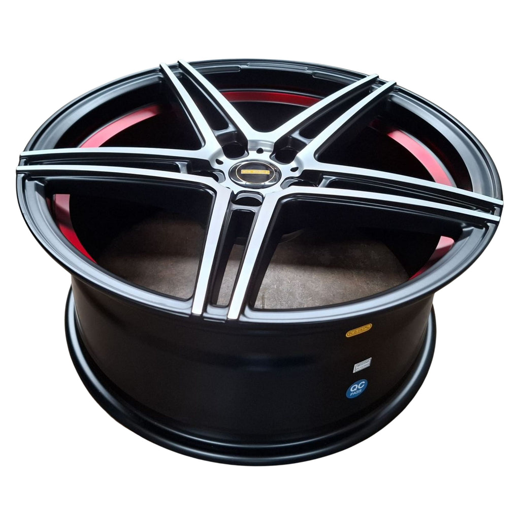 SSW Highland Matte Black Machined Face with Red Ring