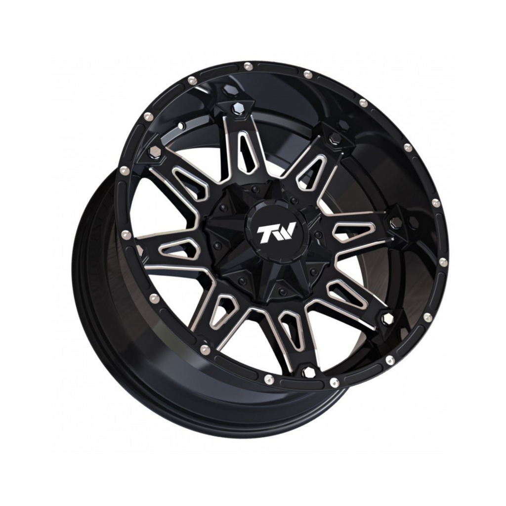 TW Spear 20x10 6/139.7 -12 Offset Gloss Black with Milling