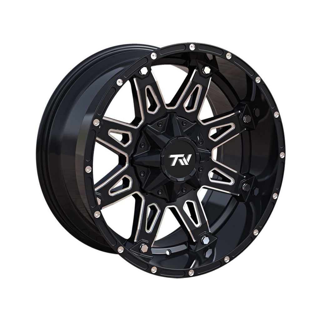 TW Spear 20x10 6/139.7 -12 Offset Gloss Black with Milling
