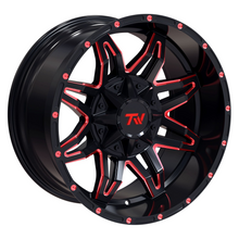 Load image into Gallery viewer, TW Spider 20x10 6/139.7 -12p Gloss Black with Red Milling