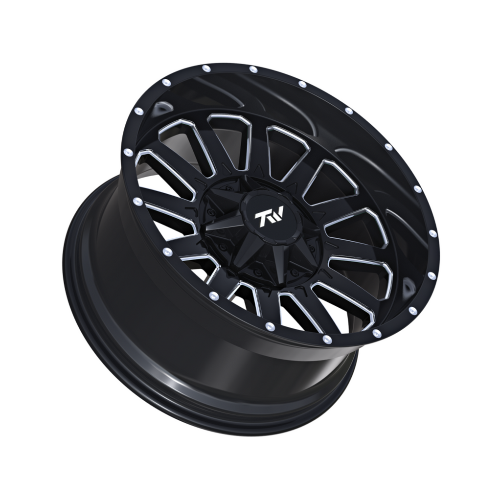 TW Triangle 20x9 6/139.7 0 Offset Gloss Black with Milled Accents