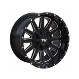 TW Triangle 20x10 6/139.7 -12 Offset Gloss Black with Milled Accents