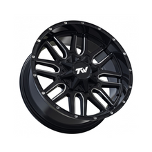 Load image into Gallery viewer, TW Cross 20x9 6/139.7 0 Offset Gloss Black with Milled Accents