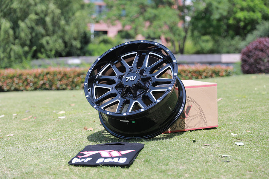 TW Cross 20x9 6/139.7 0 Offset Gloss Black with Milled Accents