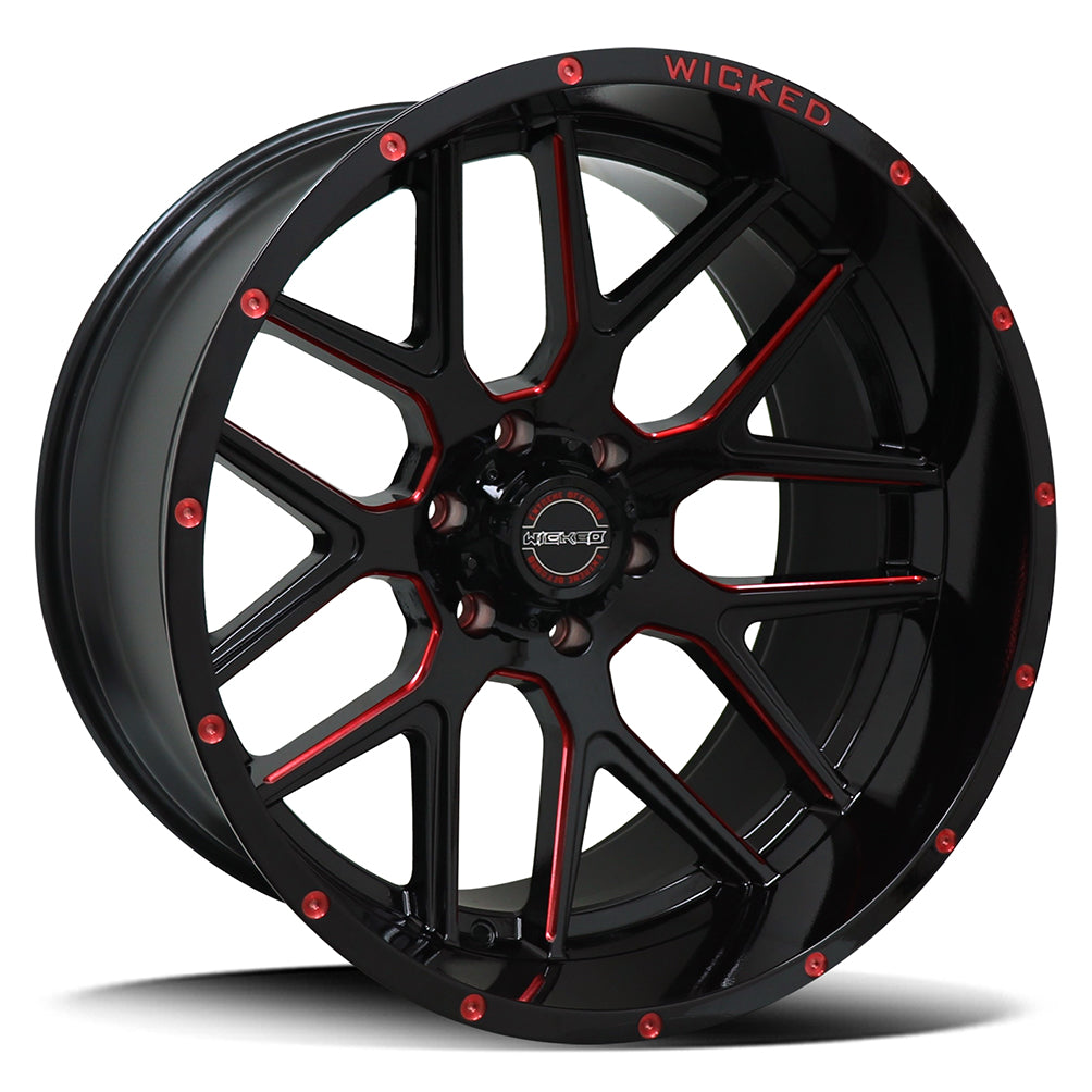 Diezel Gloss Black Milled Rivets Red Tint