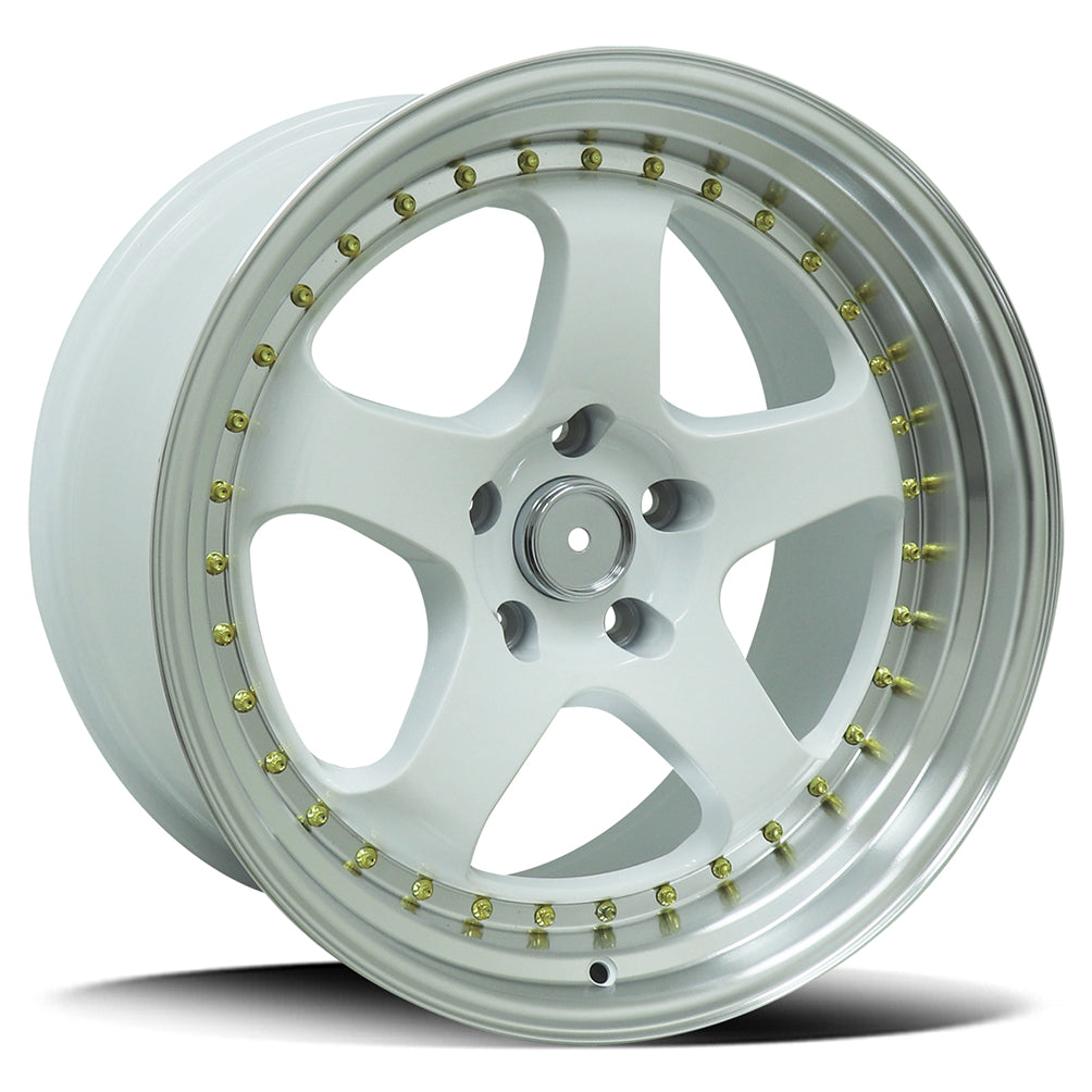 Diezel White Machined Lip Gold Rivets