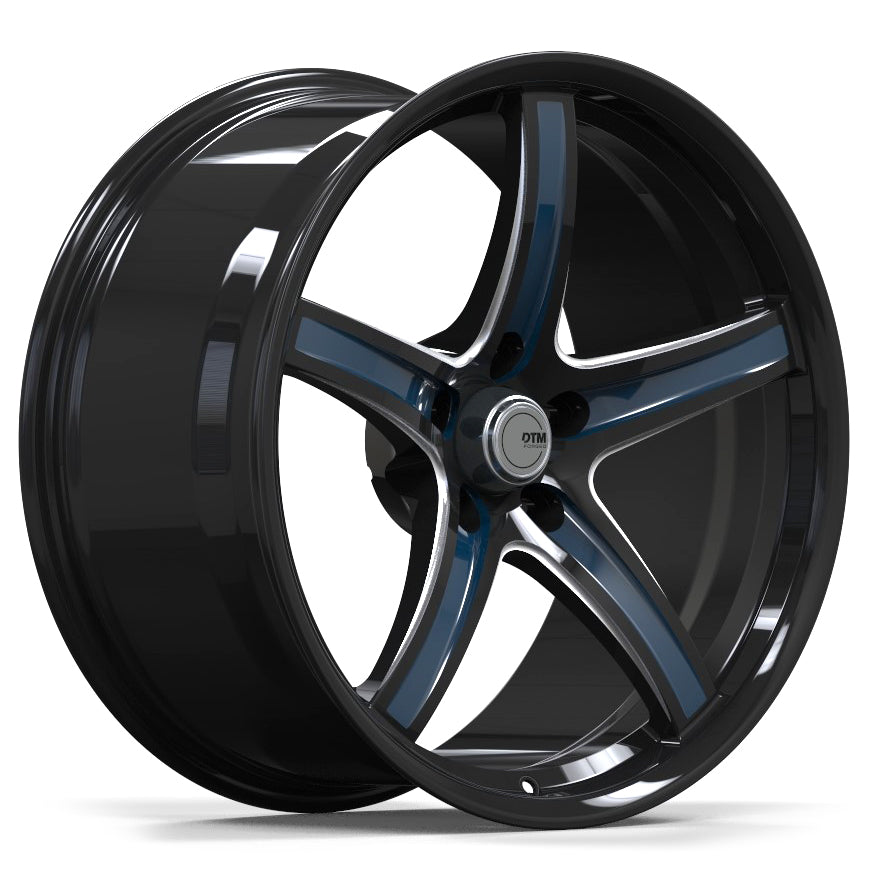 DTM Forged Series F25 Gloss Black Milled With Blue Inlay
