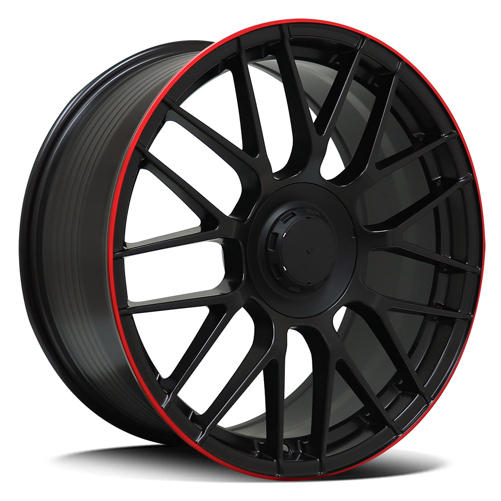 Replica Mercedes Satin Black Machined Red Lip