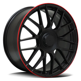 Replica Mercedes Satin Black Machined Red Lip