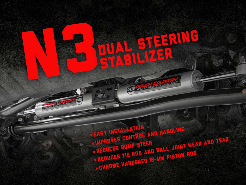 N3 Steering Stabilizer Dual 2.5-8 Inch Lift Jeep Gladiator JT/Wrangler JL (18-26)