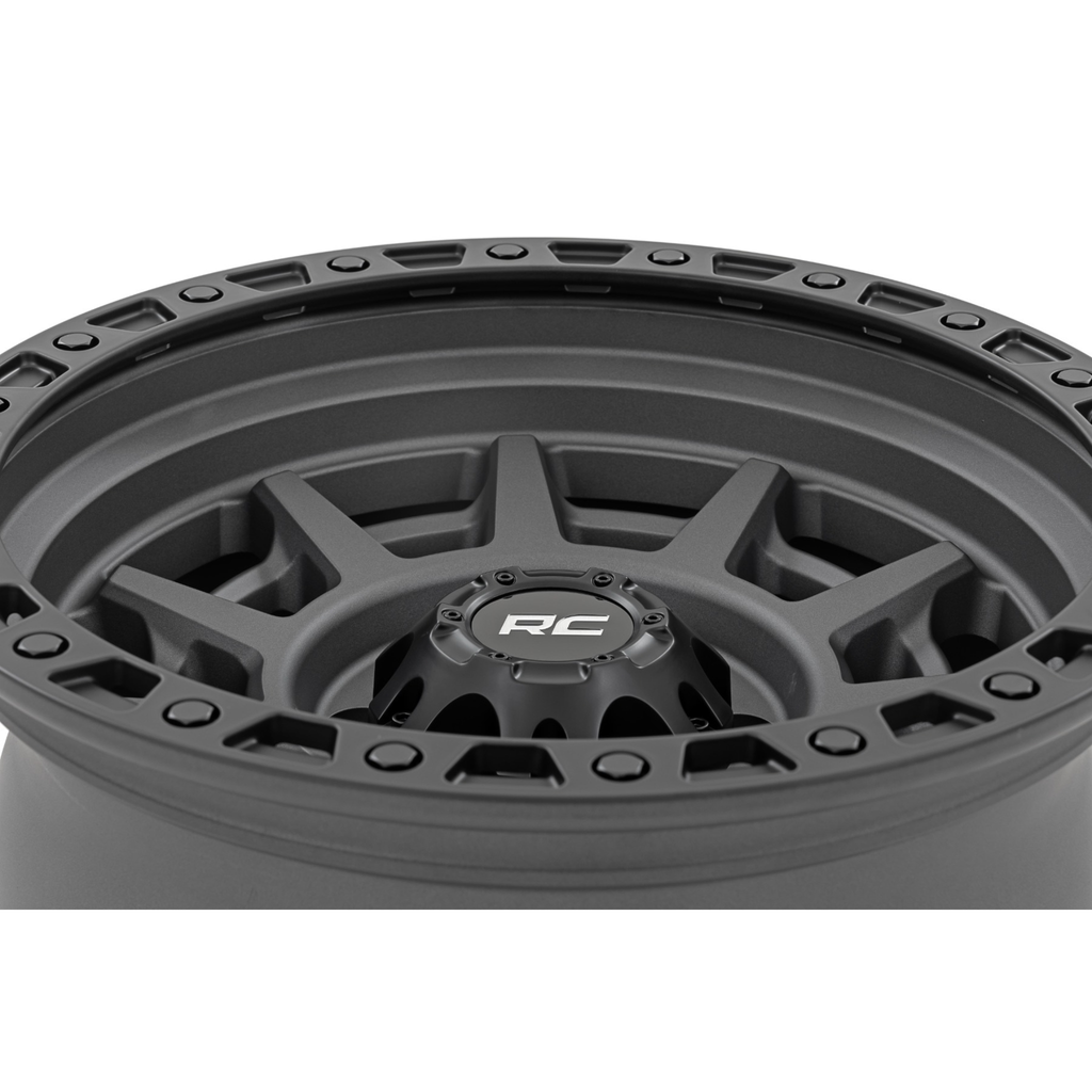Rough Country 85 Series Wheel Simulated Beadlock Gunmetal Gray/Black