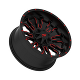 TW Flame 20x10 6/139.7 -12 Offset Gloss Black with Red Milled Accents