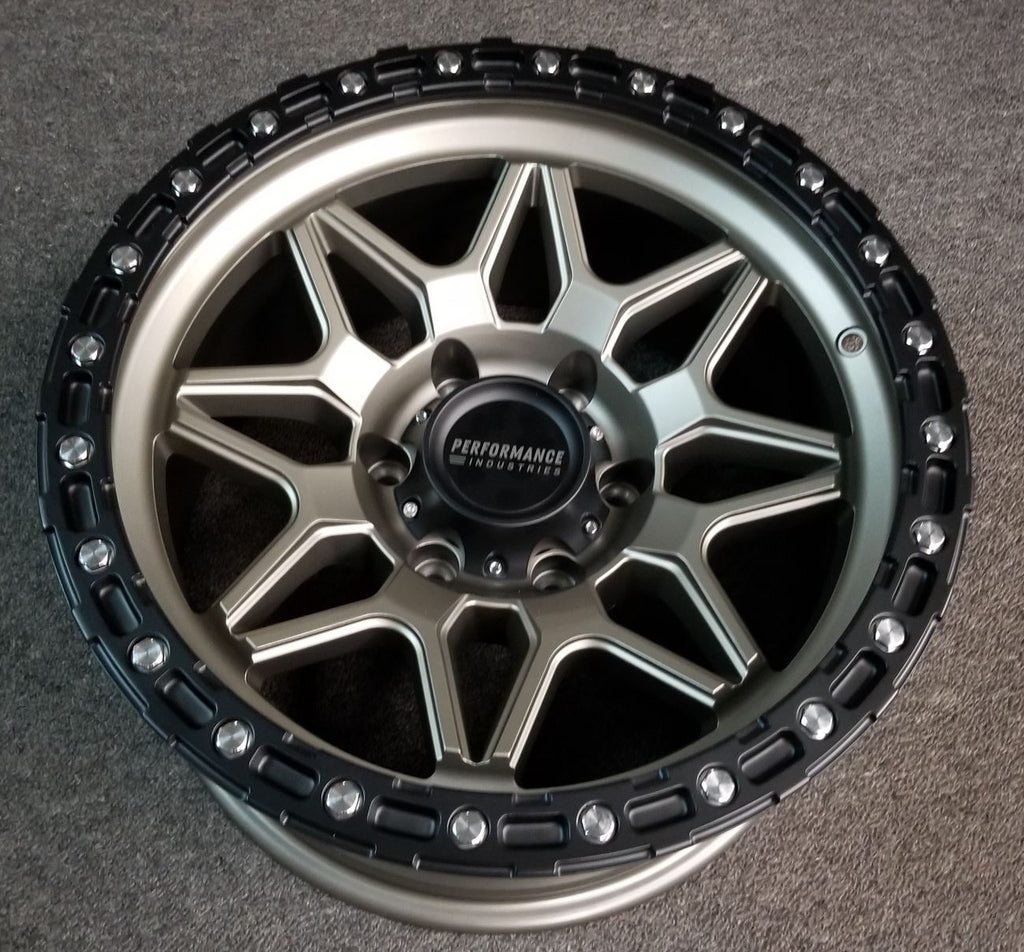 4 17" 4x4 mags ROCKA 17x9 6/139.7 -12 Satin Bronze Black lip Hilux Landcruiser