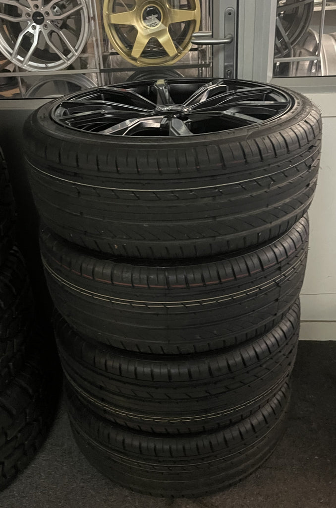 4 new 19" wheels and tyres 19x8 5/114.3 45p black DTM Utah 225/40R19 Hilfly